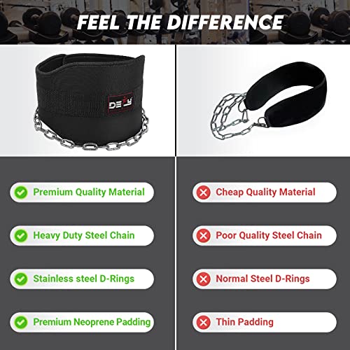 Defy Dip Belt For Weight Lifting -Comfort Fit Neoprene Weight Lifting Belt With Chain-Workout Equipment For Men & Women-Belt With 36" Steel Chain For Weightlifting, Powerlifting & Strength Training #TOP3