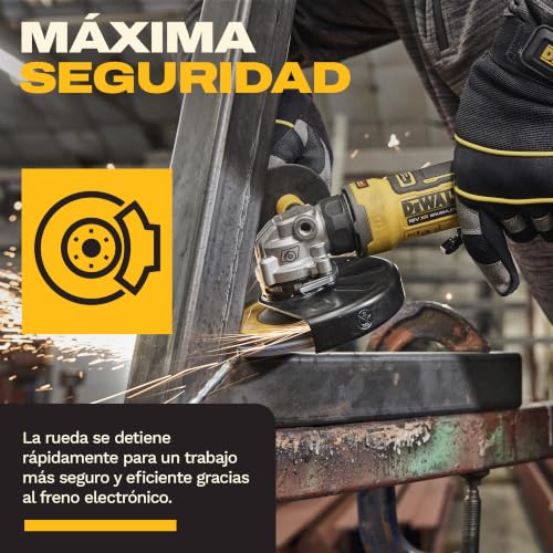Amoladora angular DEWALT compacta para evitar atascos al cortar metales duros con 125mm 4