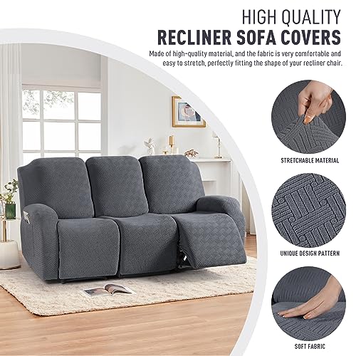 Kincam Recliner Covers, Stretch Reclining Chair Covers, Recliner Sofa Slipcovers Stripe Jacquard Recliner Couch Covers Furniture Protector Covers For Pet Kid thumb #1
