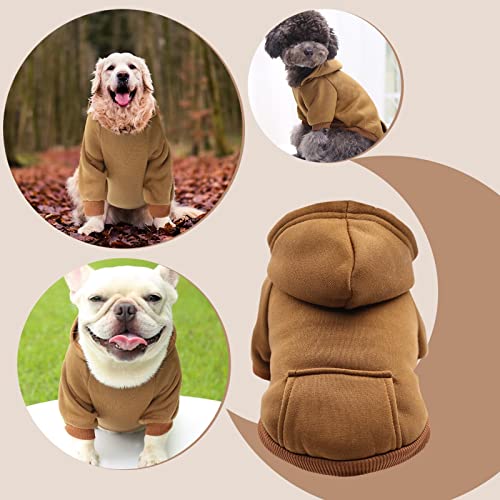 Tonsee Haustier Hundepullover kleine Hunde Mittlerer Hund Kapuzenpullis Hundepullover Hoodie Hunde Pullis Welpen Jacke Hunde Klamotten Warmer Wintermantel Haustier Kleidung Fleece Sweater (Braun, S)