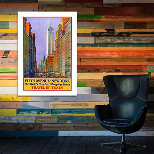Affiche de voyage encadrée New York Fifth Avenue au rendu mat premium
