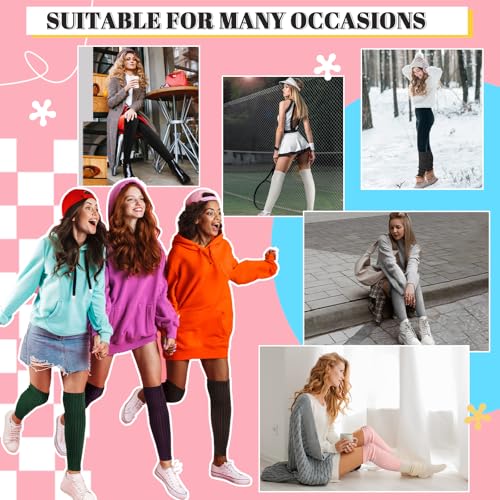 Pleneal Leg Warmers for Women - Leg Warmers 80s Ribbed Knitted Long Socks for Yoga Party Sports Fashion Accessories - Thumbnail 6