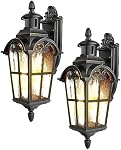 DEWENWILS Luminaires muraux extérieurs du capteur de mouvement, 2-Pack Dusk to Dawn Extérieur de lanterne, Roman Vintage Mur Mount Porch Light imperméable, verre à rainure, pour garage porte avant, ETL Inscrit