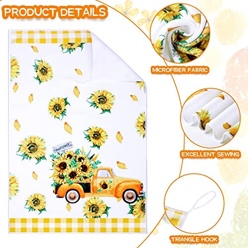 4 Pcs Kitchen Towels Sunflower Bee Dish Towels Decorative Absorbent Hand Polyester Towel With Hanging Loop For Kitchen Dishes Tea Towels For Home Housewarming Gifts Decor, 16 X 24'' (Yellow, Sweet) #TOP2