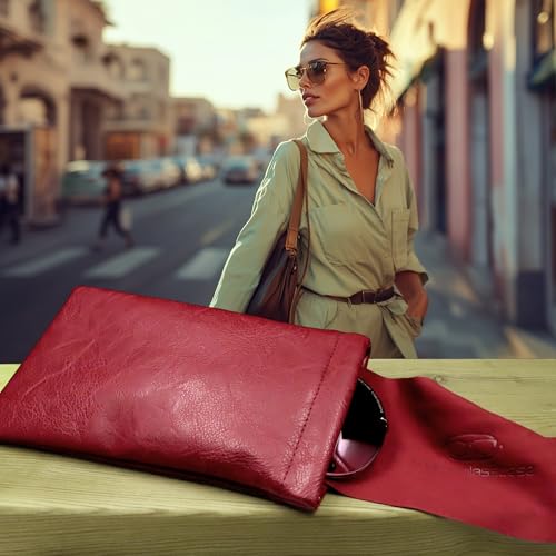 Image of Soft Sunglasses case | Large Glasses Case Holder - Eyeglass Pouch Squeeze Top | Glasses pouch Lightweight Extra Layers