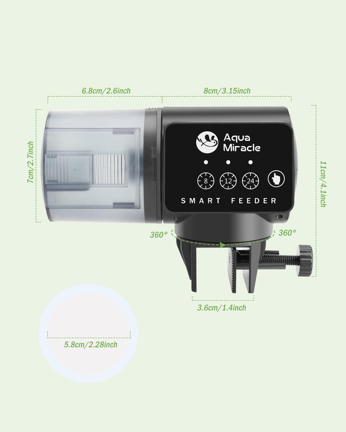 AquaMiracle Automatic Fish Feeder dimensions