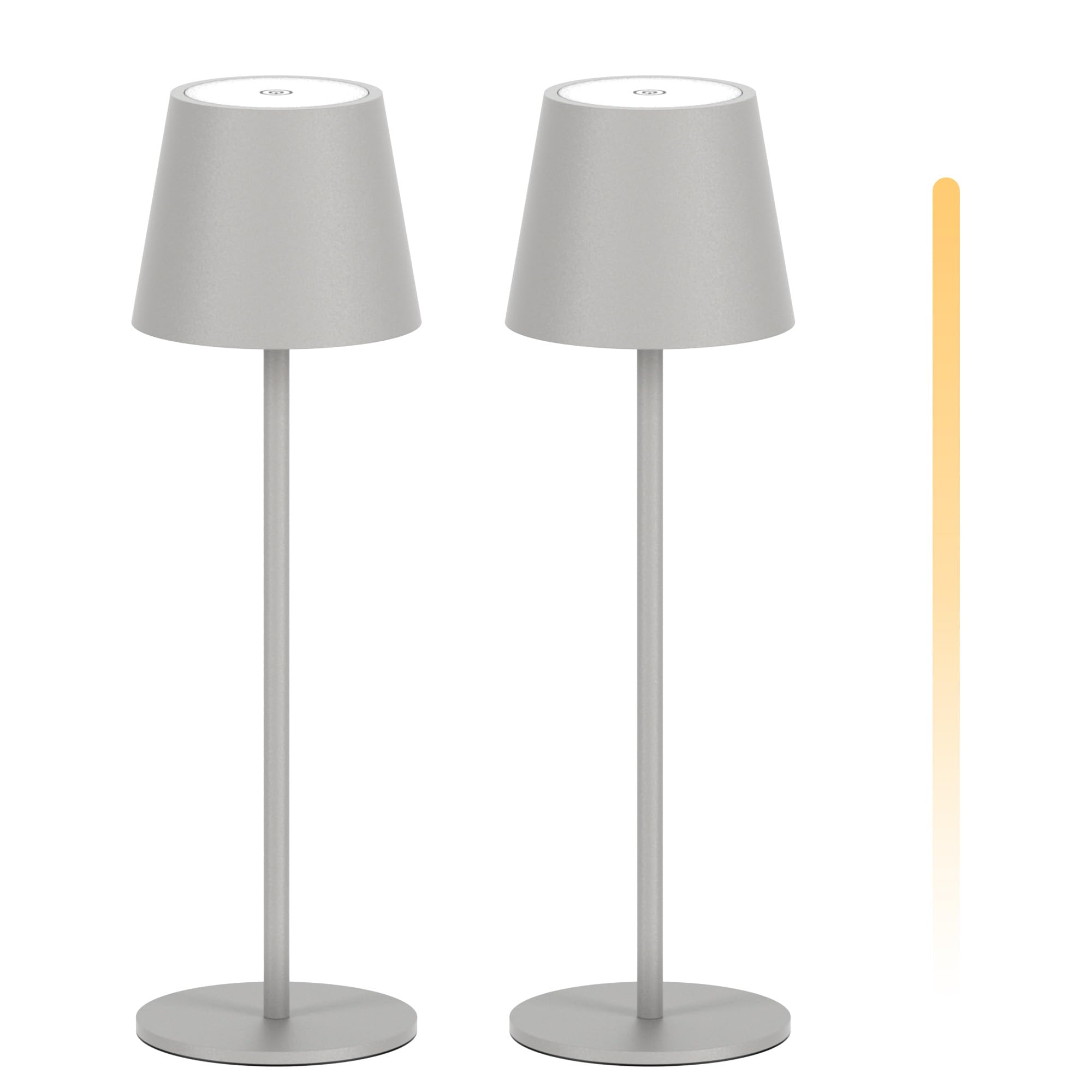 K-Bright lampe de Table à LED à Toucher Intensité Variable, Lampe de Table Sans Fil 3000K/4000K/6000K Rechargeable Étanchéité IP54 Sable Gris(2 pièces)