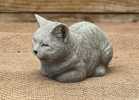 Sleeping Cat Statue Concrete Kitty Figurine Realistic Pet Memorial Outdoor Cat Sculpture