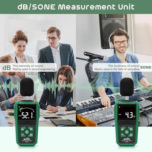 sqech decibel meter digital sound level meter with lcd color screenportable spl meter range 30-130db with ac weightedmaxmindata holddbsone unitfastslow responsefor homeofficefactories