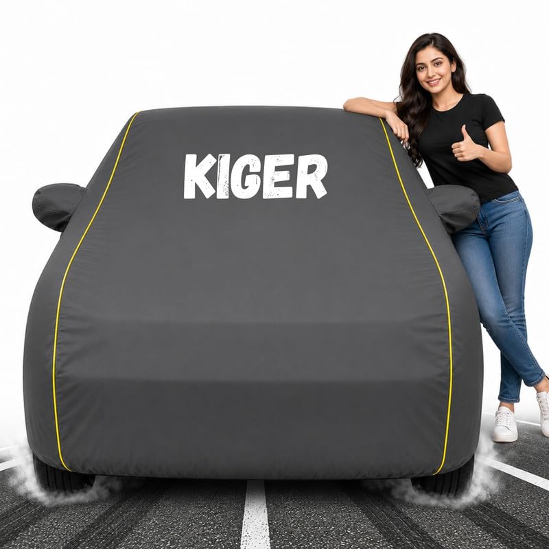 Image of Custom Fit Grey 100% Waterproof Kiger Car Cover | Polyester Car Body Covers for Rain & Sun | UV Protection, Dustproof, Scratch Resistant, Windproof, Heat Resistant