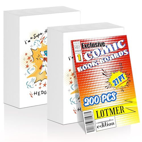 LOTMER 200ct Comic Book Boards 27PT Extra Thick Acid-Free Backing Board Current Size Comic Book Boards Durable and Coated Precision Cut Boards for Regular Comics Archival