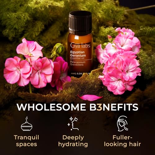 Image of 100% Pure Egyptian Geranium Essential Oil - 0.34 Fl Oz - Egyptian Geranium Oil for Hair, Skin, Diffuser, Aromatherapy & DIY Candle Making Scent