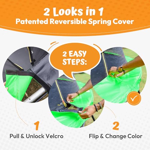 Image of JUMPZYLLA Trampoline Outdoor 8FT 10FT 12FT 14FT 15FT 16FT with Enclosure and Ladder, ASTM Approved Recreational Trampoline for Kids and Adults, Anti-Rust Coated Frame