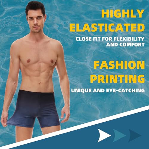 AMZSPORT Badehose Herren Kurz Schwimmhose Eng Wassersport Badeshorts mit Tunnelzug, Schwarz L