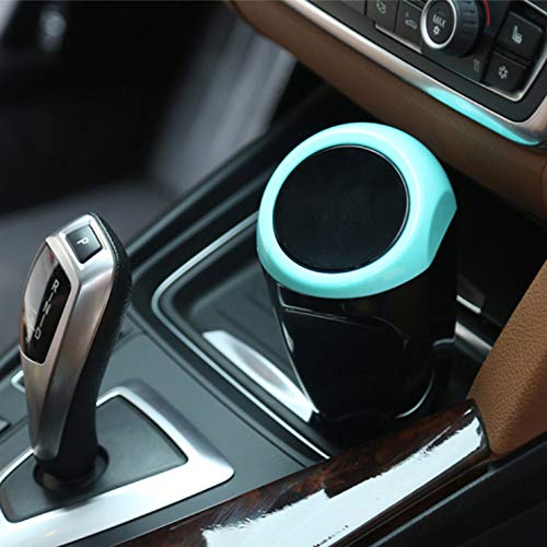 Mini Pattumiera Portatile Per Auto – 2 Pezzi, Plastica PP, 8x16,5 Cm, Con Coperchio A Spinta, Colore Blu - 2