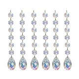 Poproo Teardrop Octagon Crystal Glass Beads Pendant for Chandelier Lamp Curtain Decor, 6-Pack (AB)