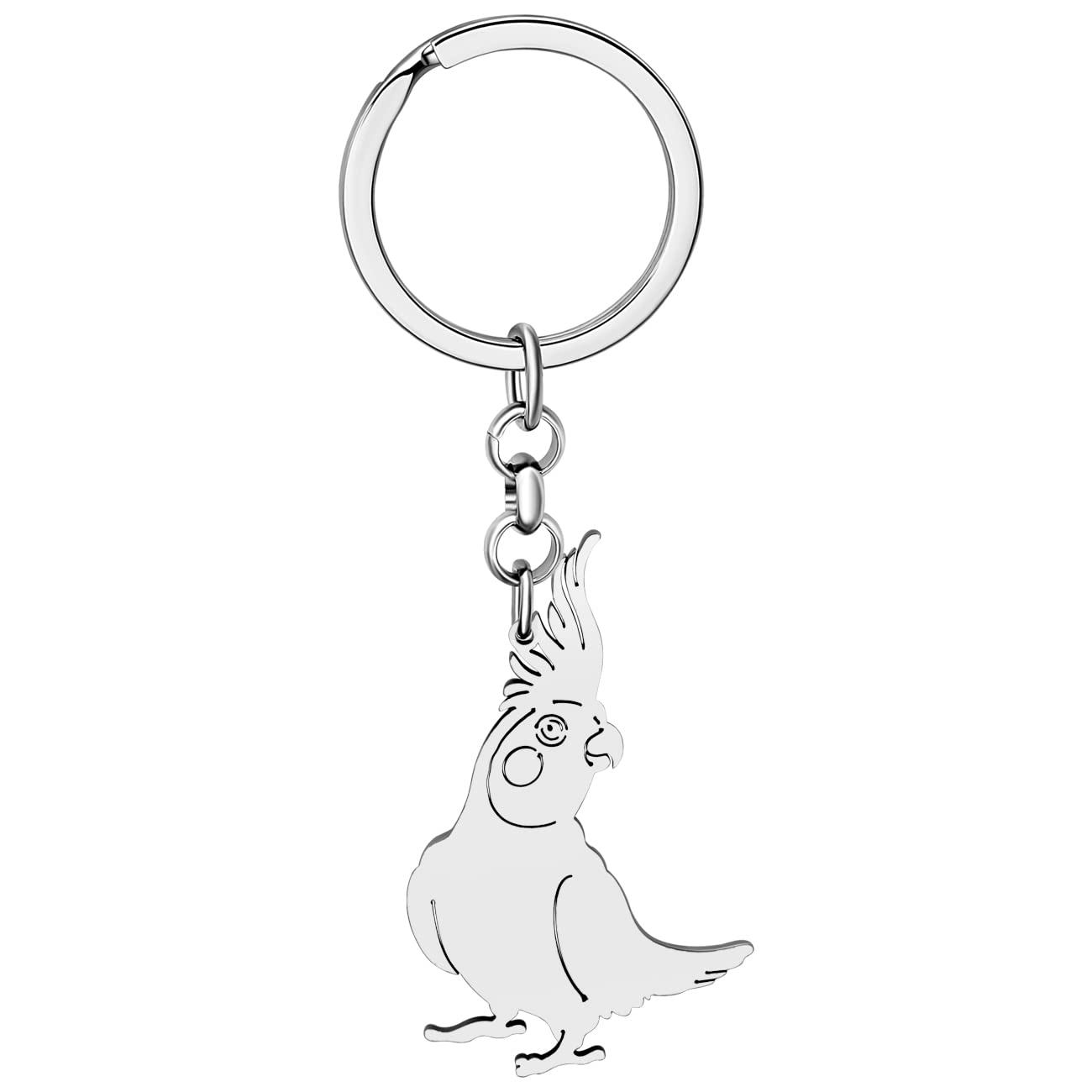 LONYOOFun Scarlet Macaw Parrot Keychain Stainless Steel Bird Car Key Backpack Keyring Gifts for Women Girls Kids Charms