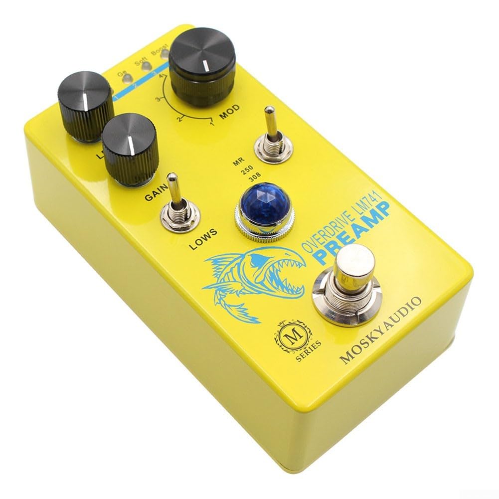 per mosky Distortion Overdrive Preamp Chitarra Pedale 4 Modalità Bypass Controllo per Rock Blues Metal Chitarra Elettrica Effetti