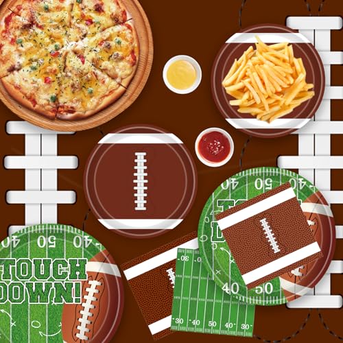 Football Party Decorations Football Party Supplies Kit Serve 24 Plates Napkins Cups Banner Tablecloth for Foot Ball Themed Birthday Gameday Decorations - Image 7