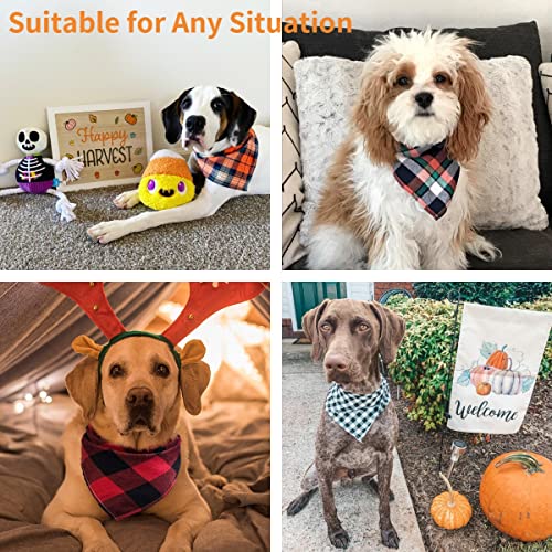 6 Pack Of Dog Bandana Washable Reversible Triangle Bibs Scarf, Fall Halloween Thanksgiving Christmas Dog Dandanas Plaid Painting Kerchief For Small/Medium Dogs Cats Costume New Year Gifts #TOP1