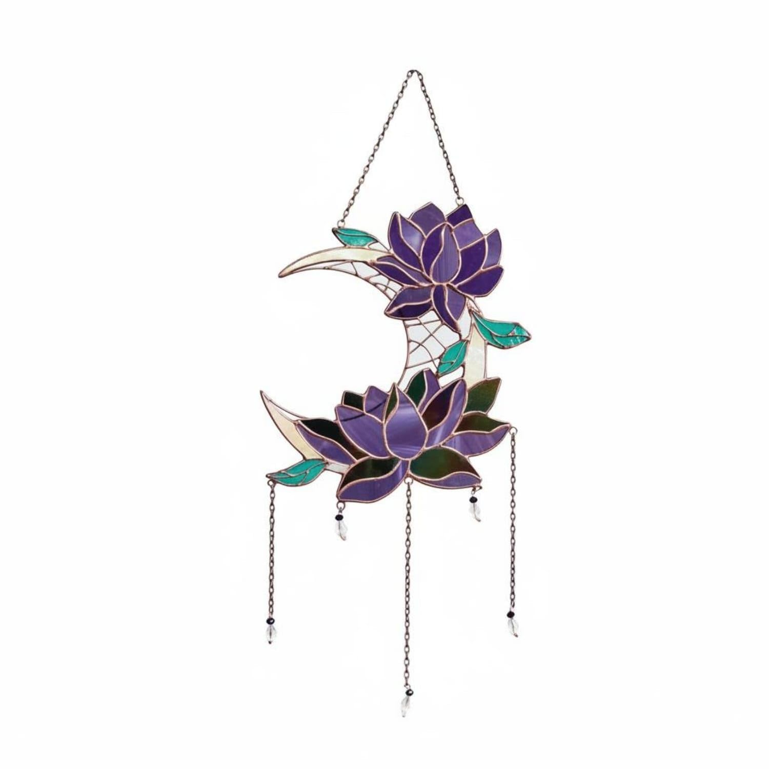 Light Catcher Golden Bloom Window Hanging Ready to Hang Floral Suncatcher Ornament Shatter-Resistant Acrylic Stained Glass Panel Vibrant Colors for Gardeners, Patio, Balcony, Garden, Moon Lotus-image-4