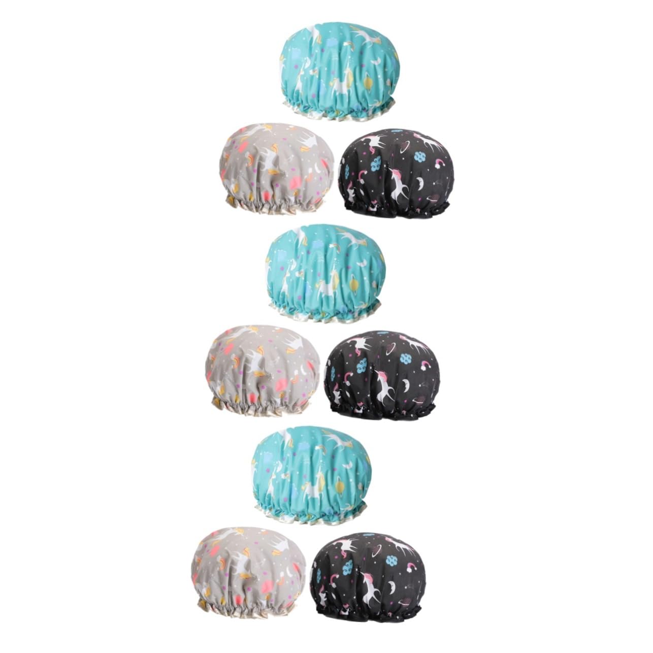 FRCOLOR 9stücke Cartoon Einhorn Duschhauben Doppelwandig Für Damen Lake Schwarz Stilvolle Badekappen Für Und Spa