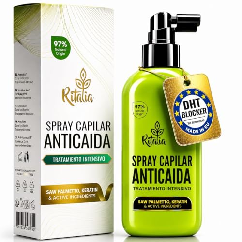 Ritalia® Spray Crecimiento cabello mujer y Hombre | Tratamiento Anticaida con Saw Palmetto | Fortalecedor y Repolarizador capilar | crece pelo rapido mujer | Hair Growth Serum 100ml