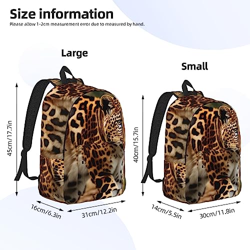 Sac à dos léopard noir décontracté avec compartiments taille S