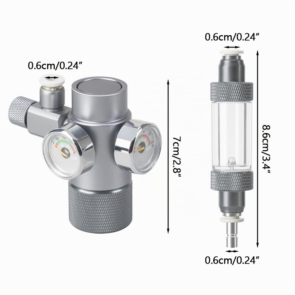 Réducteur de CO2 pour Aquarium, Régulateur de Pression pour Aquarium Planté, Manomètre de CO2 à Ouverture Supérieure W21.8 avec Clapet Anti-retour pour Système de Dioxyde de Carbone pour Aquarium