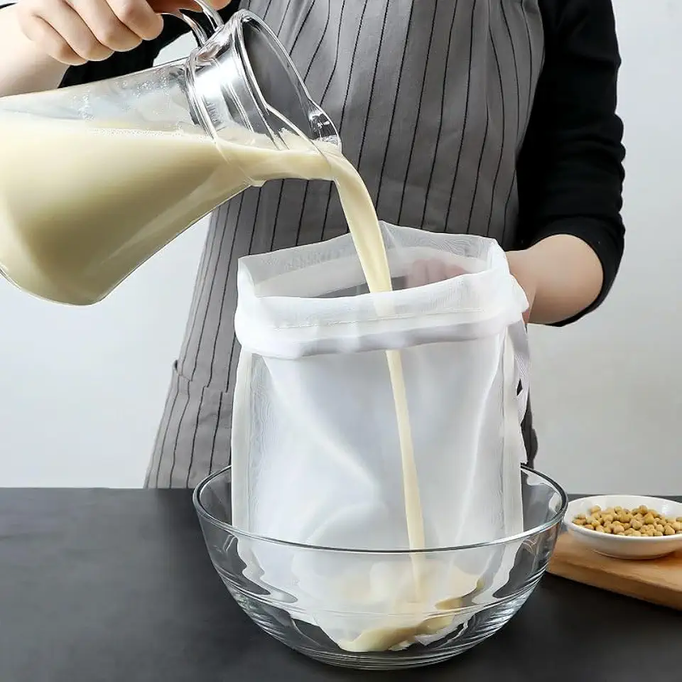 Sacos de gaze (19 cm × 29 cm), panos de queijo reutilizáveis com cordão para chá de café quente e frio, sacos de filtro de malha para leite de soja, suco de frutas, suco de vegetais, resíduos de vinho