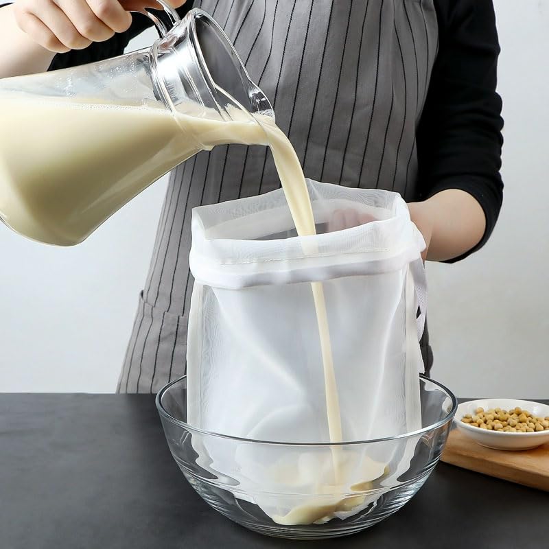 Sacos de gaze (19 cm × 29 cm), panos de queijo reutilizáveis com cordão para chá de café quente e frio, sacos de filtro de malha para leite de soja, suco de frutas, suco de vegetais, resíduos de vinho