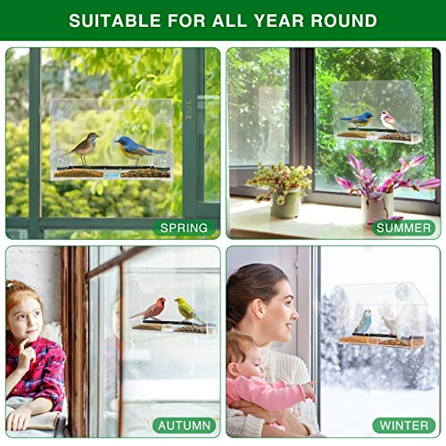 Bird Feeder Flyneei Window Bird Feeders With Strong Suction Cups Clear Window Bird Feeders For Outside Window Mount Bird Feeder Clear Bird Feeders For Window Acrylic Bird Feeder For Cat, Kids Elderly #TOP3