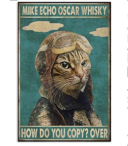 Mike Echo Oscar Whisky How Do You Copy? Over Plaque en métal vintage en aluminium pour décoration murale de café 20,3 x 30,5 cm