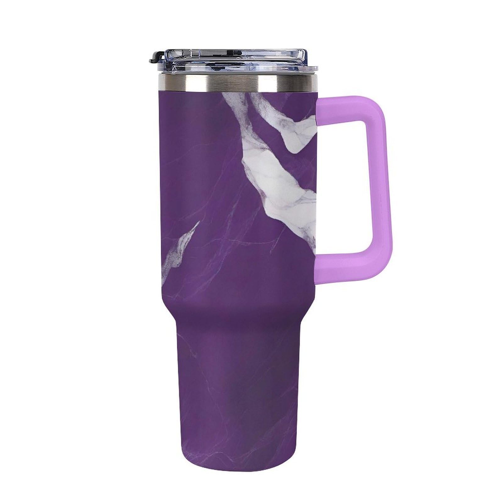 Autobecher aus 304 Edelstahl, 1,2 l, dunkelviolette Textur, Becher mit Strohhalm und auslaufsicherem Deckel, großes Fassungsvermögen, vakuumisolierter Reisebecher für Auto-Becherhalter