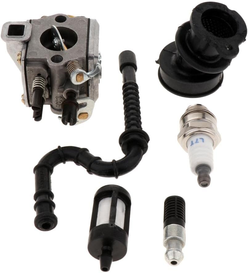 Carburetor Carb Kit for Stihl MS340, MS360, 034, 036 Chainsaw - Replacement Parts with Spark Plug, Oil Filter, Fuel Line - Zama C3A-S31A Compatible - Cut Firewood with New Po