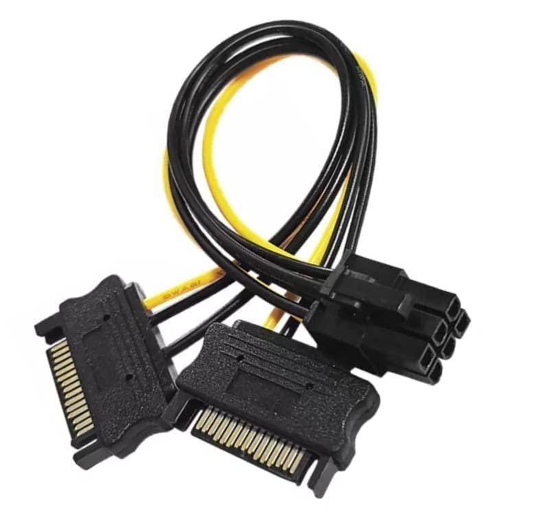 Dual SATA 15 Pin Male to 6 pin PCI Express PCI-E Sata Graphics Video Card Power Cable 20cm (Pack of 1)