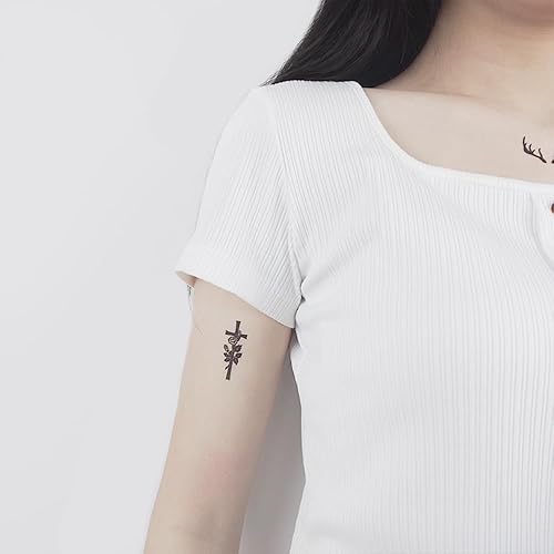 Miniatura 4 de 2 hojas de tatuajes temporales pequeños pequeños para mujeres y hombres, manos, cuello, muñeca y cara, lindas calcomanías de tatuajes falsos de