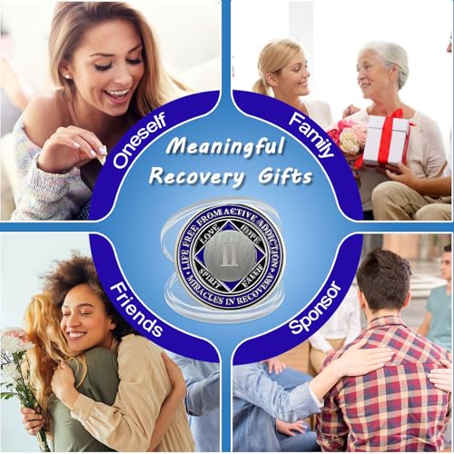 ACGZQY Na Medaille - 2 Jahre Hand der Hoffnung Na Nüchternheitschip Wiedergeboren NA Medaillen Sober-Münze Anonyme Drogenabhängige Genesung Sucht-Token NA Geschenke