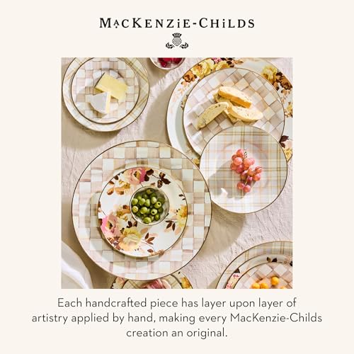 Image of MACKENZIE-CHILDS Enamel Charger Plate, Brown-and-White Mocha Check