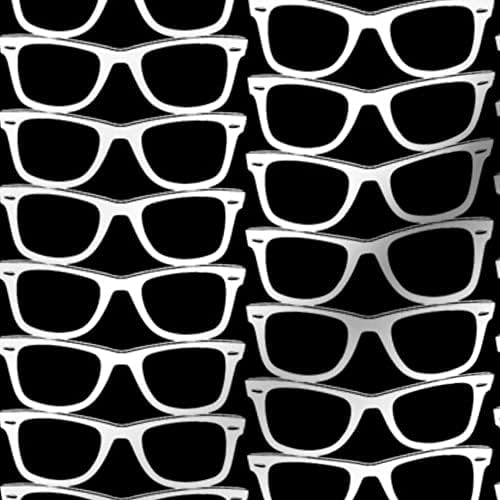 Miniatura 6 de Spoonflower Tela  Gafas de sol negras Nerd Geek Chic estilo retro de los años 80 a la moda blanca impresa en tela de algodón de Petal Signature by