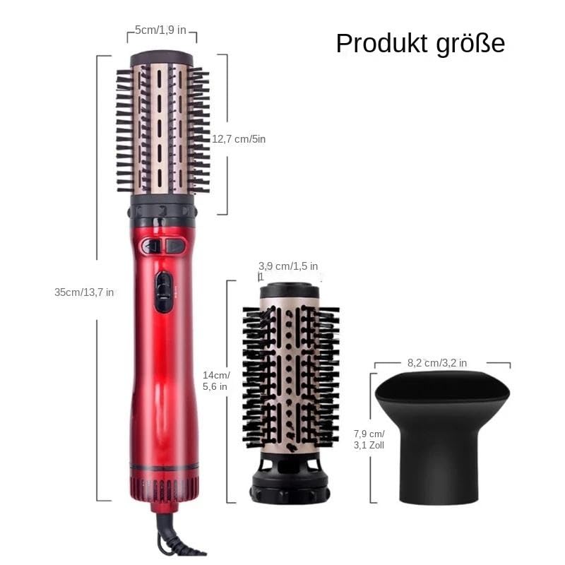 Praktischer, Rotierender Haartrockner Bürste In Rosa Mit Zwei Abnehmbaren Bürsten Größen Für Alle Haartypen Und Stylings Möglichkeiten
