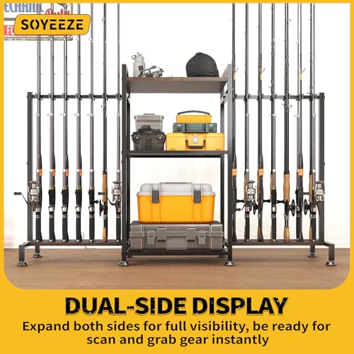 SOYEEZE-Fishing-Rod-Holder-for-28-Rods-Ground-Stand-Fishing-Pole-Holders-for-Garage-3-Sided-Vertical-Fish-Rod-Rack-for-Tackle-Box-Fishing-Suppliesa-Display-Fish-Gear-Storage-Gift-for-Man