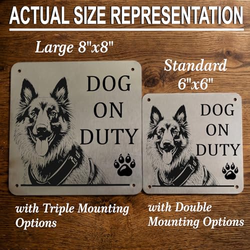 Image of Beware of Dog Sign, German Shepherd, 8x8 Inch, Durable Steel, Triple Mount