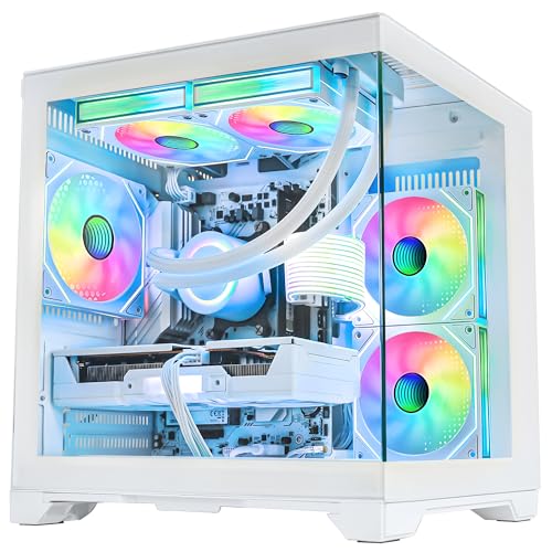 Image of Gaming PC, AMD Ryzen 7 5700X, GeForce RTX 5060 TI 8G, 32GB DDR4 RAM, 1TB NVMe + 1TB SATA SSD, 240mm AIO & Software Controlled ARGB Fans, Windows 11 Desktop Computer, White