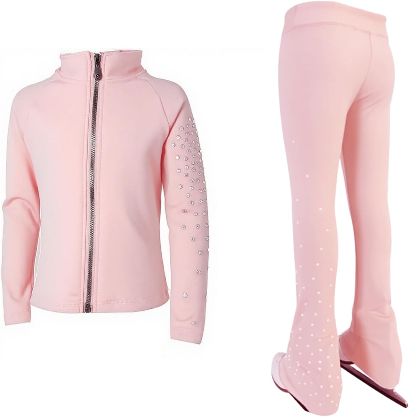 LIUHUO Ice Figure Skating Training Pants Jackets Girls Womens Fleece Shiny Colored Diamond Girl Comfortable Warm Tracksuit