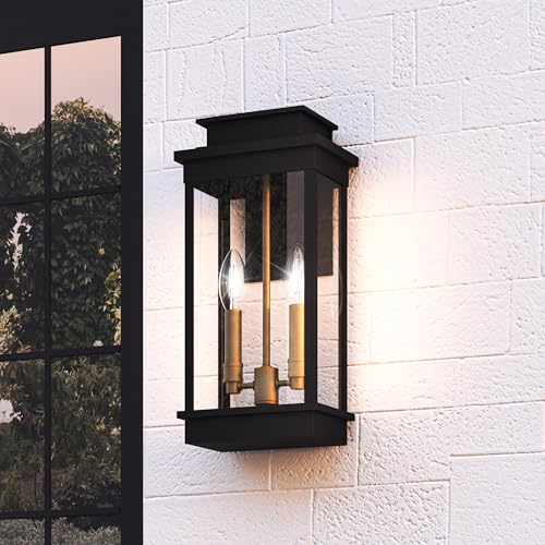Quoizel Noelle Outdoor Wall Lantern, Coastal Armour 19 Inch 2-Light Matte Black Vintage Wall Sconce, Transparent Clear Glass, 60W, French Country Outside Lights for Patio, Porch, Garage or Yard - Image 6