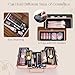 FRENESSA Makeup Train Case Cosmetic Box Portable Makeup Case Organizer 4 Trays Lock Travel Storage Organizer with Dividers Make Up Artist Vanity Hard Nail Spa Beauty Box Rose Gold Floral