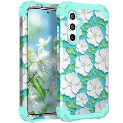 White Flowers in Teal