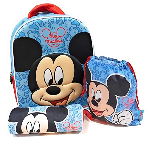 Mochila Mickey Mouse Disney 3D Infantil para niños  32 cms    Estuche Portatodo   Bolsa