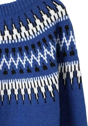 Womens Fair Isle Sweaters Vintage Argyle Iceland Norway Sweater Colorful Crew Neck Long Sleeve Pullover Jumper Tops3